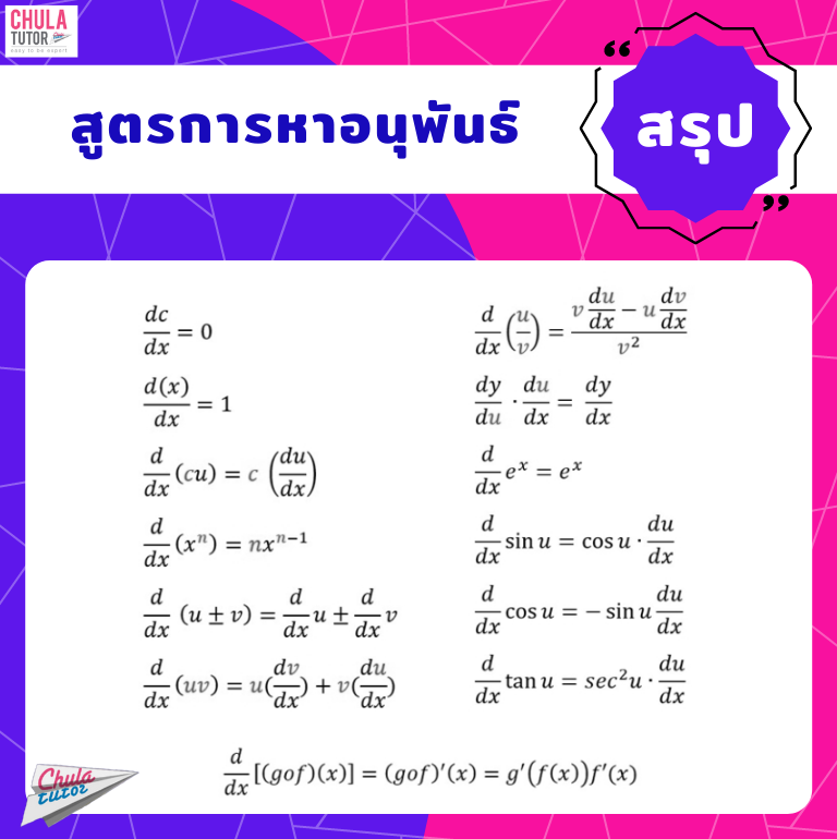 สรุปสูตรแคลคูลัส