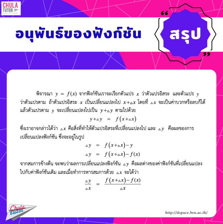 แคลคูลัส - อนุพันธ์ของฟังก์ชัน